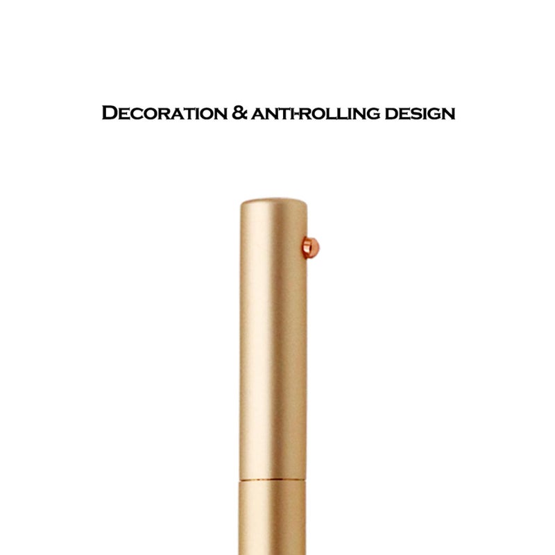 DUNBONG Retractable Metal Gel Pen, 0.5mm Medium Point Ballpoint Pens, Black Gel Ink (Golden) - Image 3